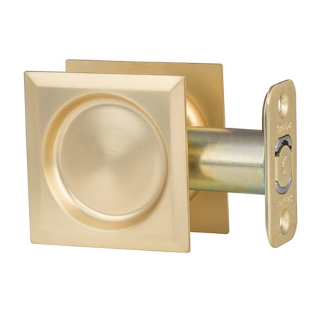 Sure-Loc Hardware Square Pocket Door Pull, Passage, Satin Brass